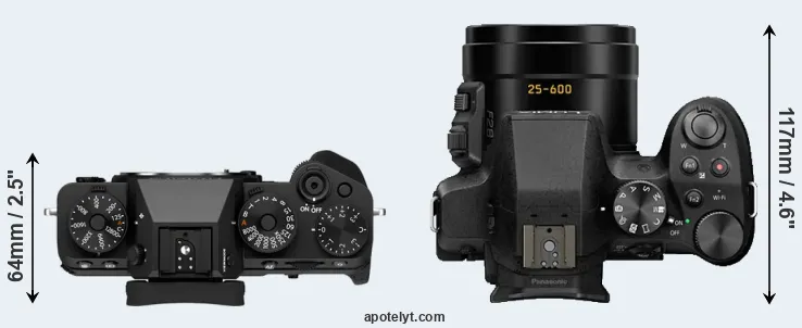 Compare X-T5 versus FZ300 top
