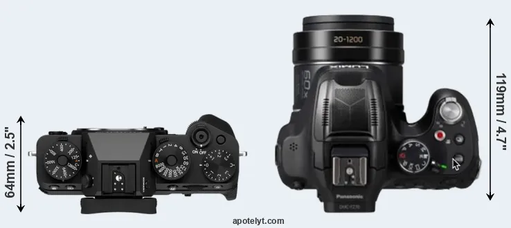 Compare X-T5 versus FZ82D top