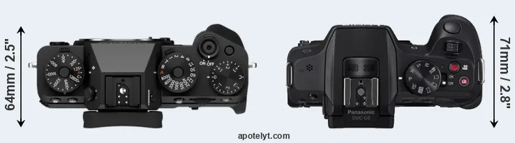 Compare X-T5 versus G6 top