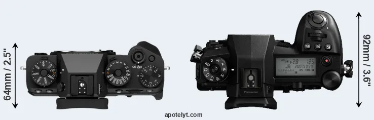 Compare X-T5 versus G9 top