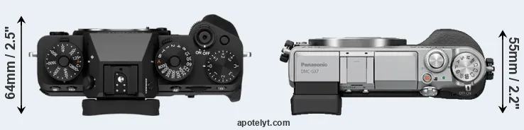 Compare X-T5 versus GX7 top
