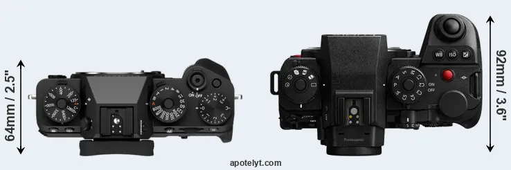 Compare X-T5 versus S1 II top