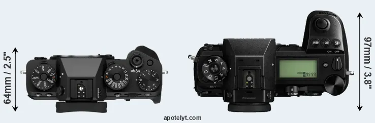 Compare X-T5 versus S1 top