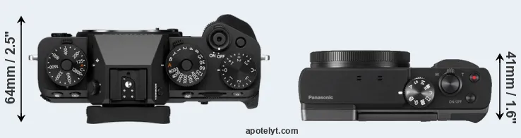 Compare X-T5 versus TZ90 top