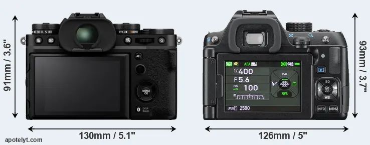 Comparison X-T5 or K-70 rear