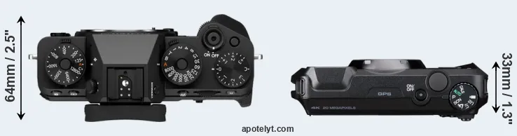 Compare X-T5 versus WG-8 top