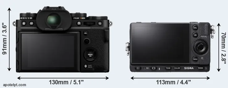 Comparison X-T5 or fp L rear