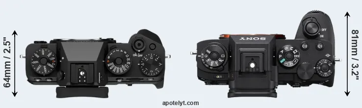 Compare X-T5 versus A1 top