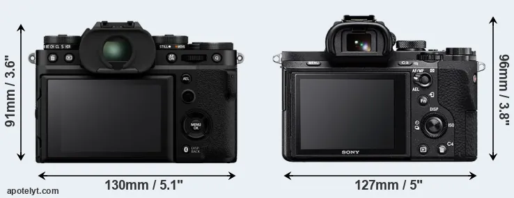 Comparison X-T5 or A7 II rear