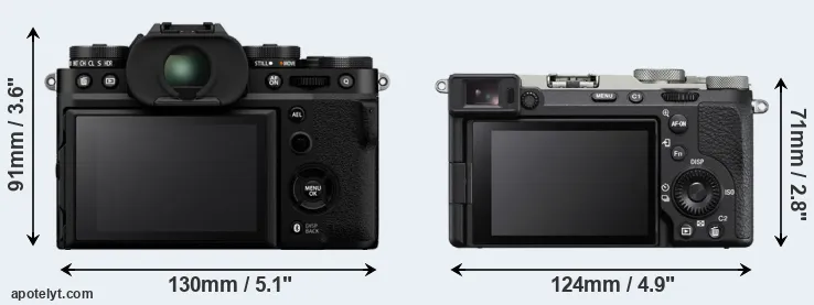 Comparison X-T5 or A7C II rear