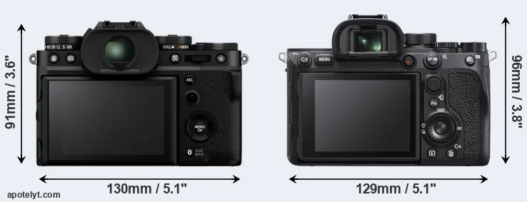 Comparison X-T5 or A7R IVA rear