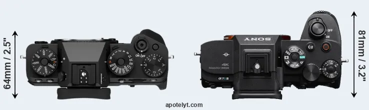 Compare X-T5 versus A7S III top