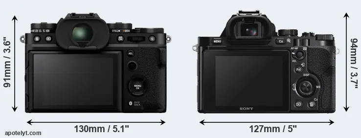 Comparison X-T5 or A7S rear