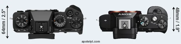 Compare X-T5 versus A7S top