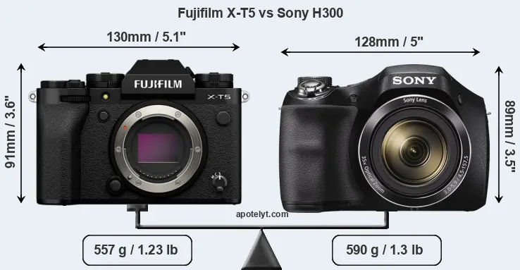 Size Fujifilm X-T5 vs Sony H300
