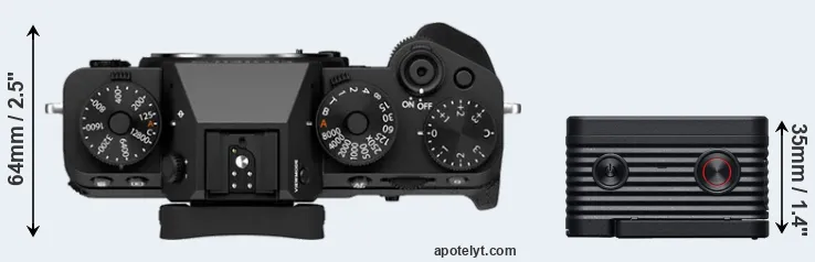 Compare X-T5 versus RX0 II top