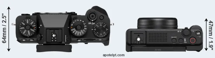 Compare X-T5 versus ZV-1 II top