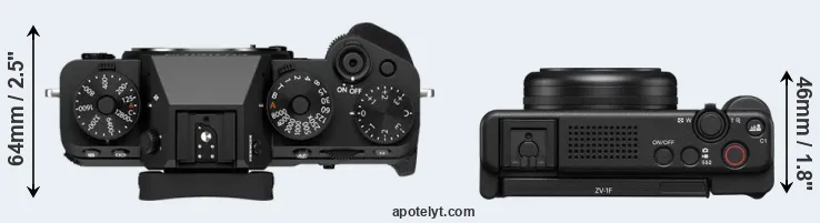 Compare X-T5 versus ZV-1F top