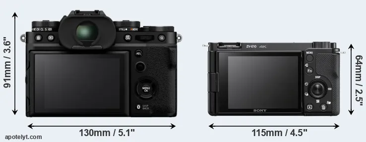 Comparison X-T5 or ZV-E10 rear
