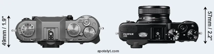 Compare X-T50 versus X10 top