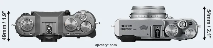 Compare X-T50 versus X100 top
