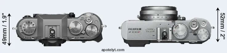Compare X-T50 versus X100F top
