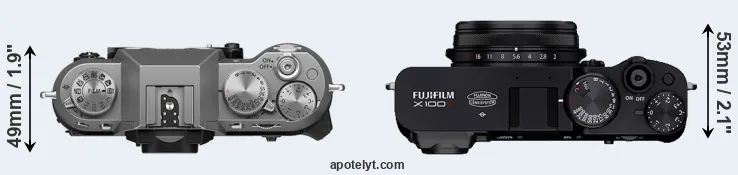 Compare X-T50 versus X100V top