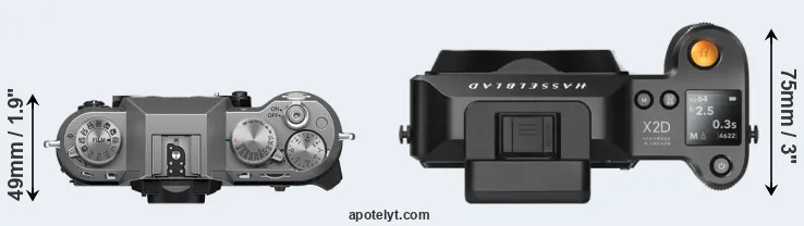 Compare X-T50 versus X2D 100C top