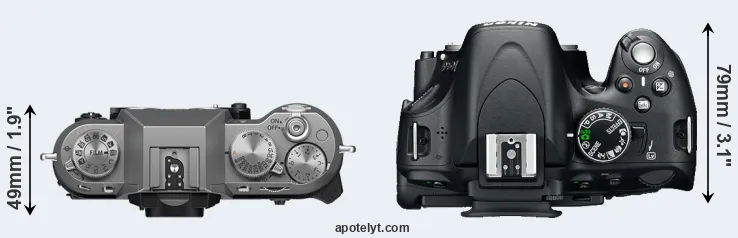Compare X-T50 versus D5100 top