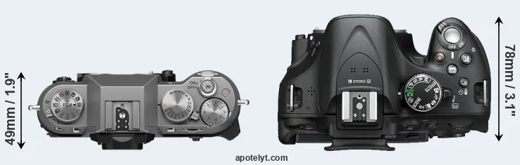 Compare X-T50 versus D5200 top