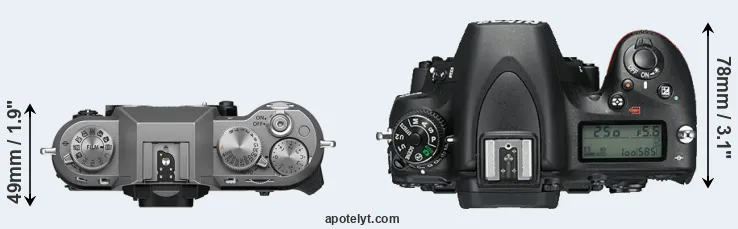 Compare X-T50 versus D750 top