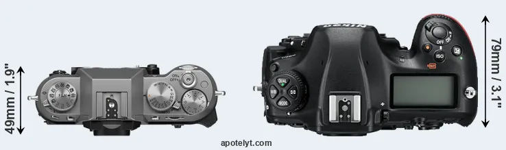 Compare X-T50 versus D850 top
