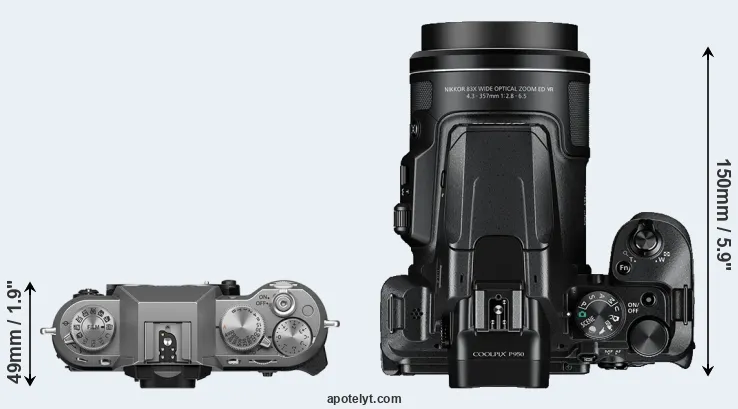 Compare X-T50 versus P950 top