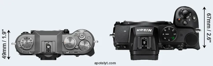 Compare X-T50 versus Z5 top