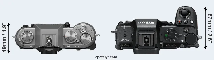 Compare X-T50 versus Z50 II top