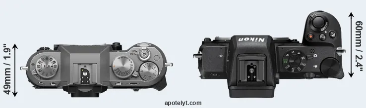 Compare X-T50 versus Z50 top