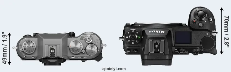 Compare X-T50 versus Z7 II top