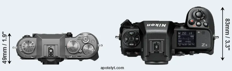 Compare X-T50 versus Z8 top