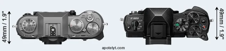 Compare X-T50 versus E-M10 IV top
