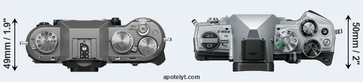 Compare X-T50 versus E-M5 III top