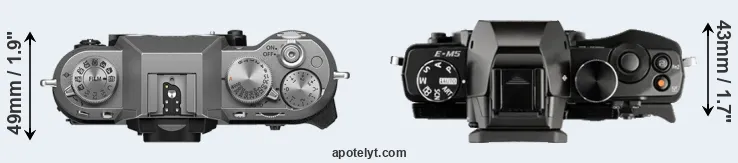 Compare X-T50 versus E-M5 top