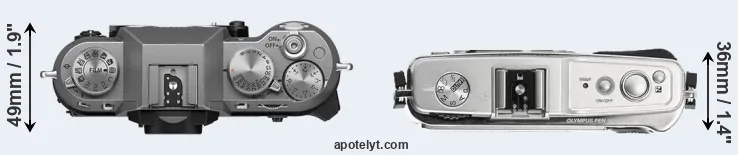 Compare X-T50 versus E-P1 top