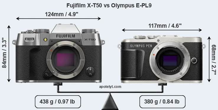 Size Fujifilm X-T50 vs Olympus E-PL9