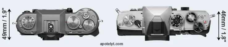 Compare X-T50 versus OM-3 top