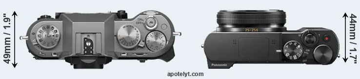 Compare X-T50 versus TZ100 top