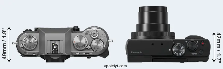 Compare X-T50 versus TZ95 top