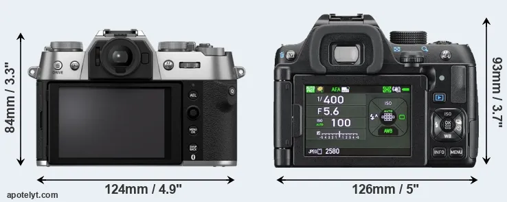 Comparison X-T50 or K-70 rear