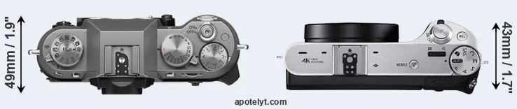 Compare X-T50 versus NX500 top