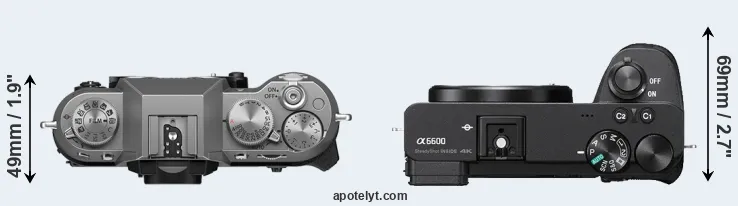 Compare X-T50 versus A6600 top
