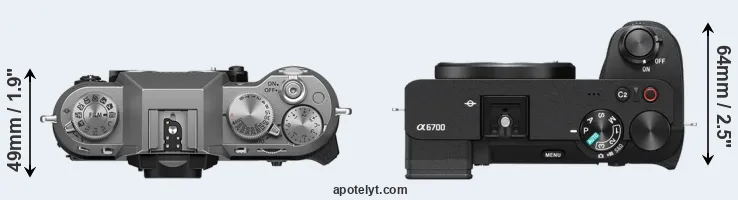 Compare X-T50 versus A6700 top